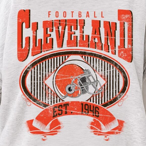 Cleveland Football Vintage Style Crewneck Sweatshirt 17 - Picture 2 of 5